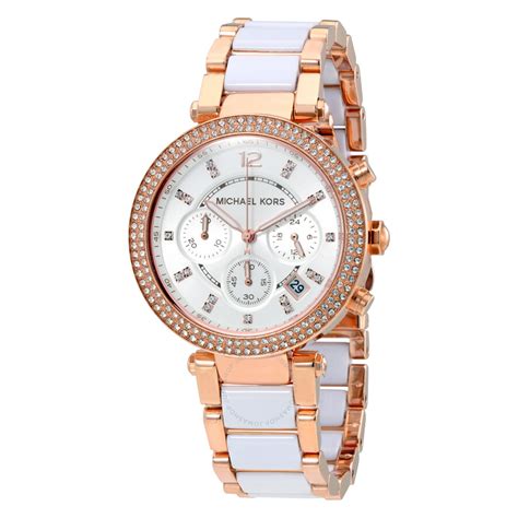 michael kors ladies parker white rose gold watch mk5774|Michael Kors parker watch review.